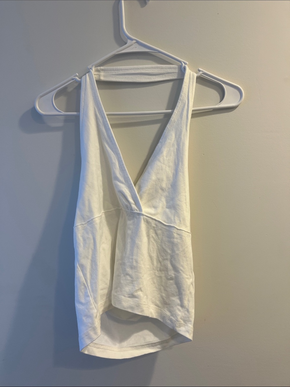 Anthropologie White Deep V-Neck Tank Camisole